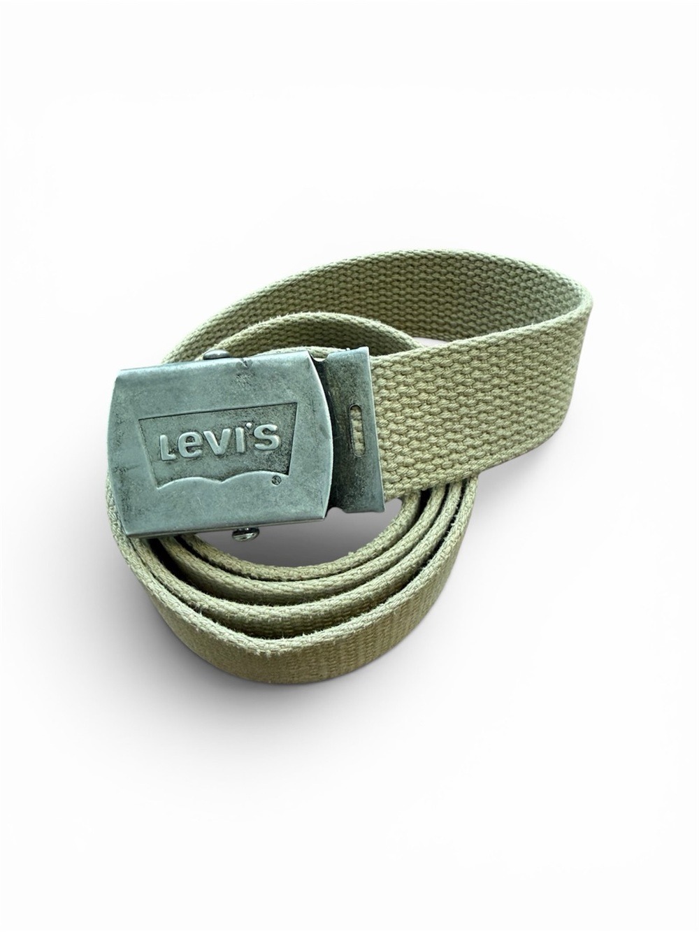 y2k levi’s khaki canvas web belt military buckle